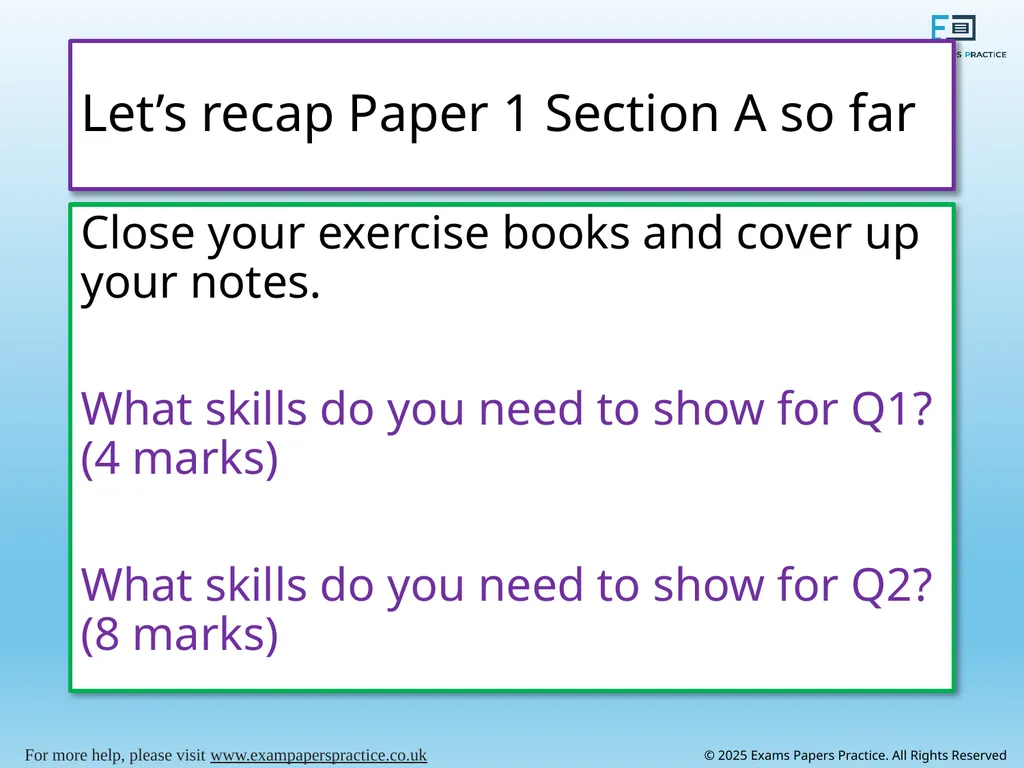 English Language Paper 1 – Q2: Improving Language - slide 14 of 17