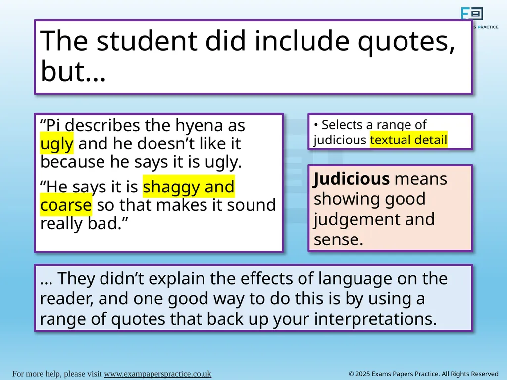 English Language Paper 1 – Q2: Improving Language - slide 4 of 17