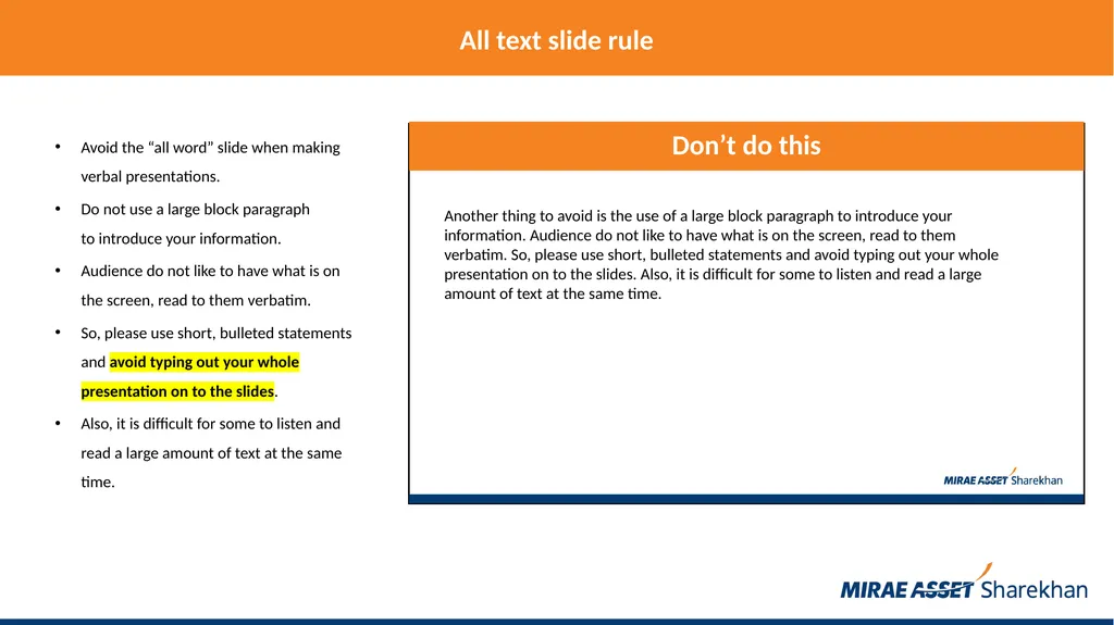 Mirae Asset Sharekhan rules for making PowerPoint - slide 13 of 38