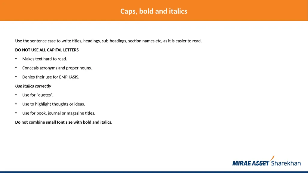 Mirae Asset Sharekhan rules for making PowerPoint - slide 14 of 38