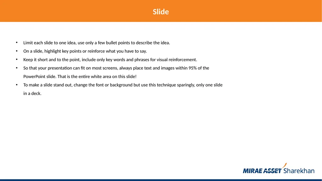 Mirae Asset Sharekhan rules for making PowerPoint - slide 7 of 38