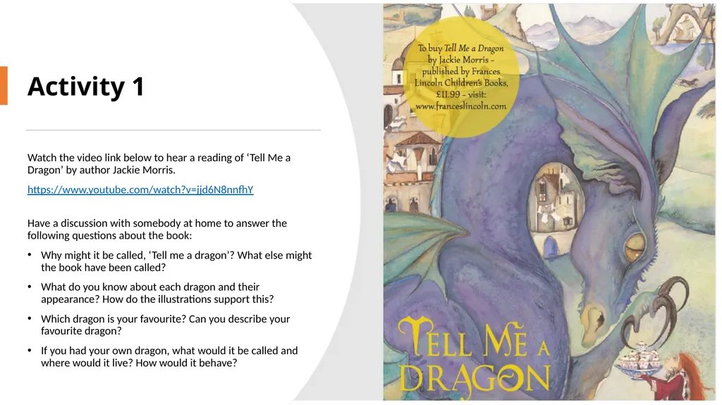 Tell Me A Dragon Topic Activities Activity 1 Watch - slide 2 of 9