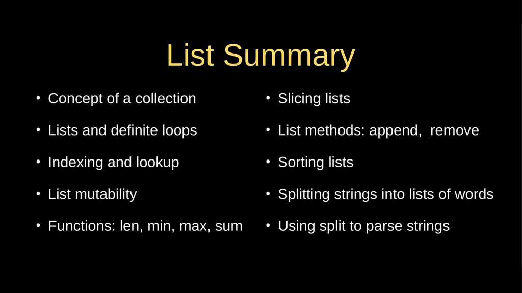 Python Lists Chapter 8 Python for Everybody - slide 28 of 29