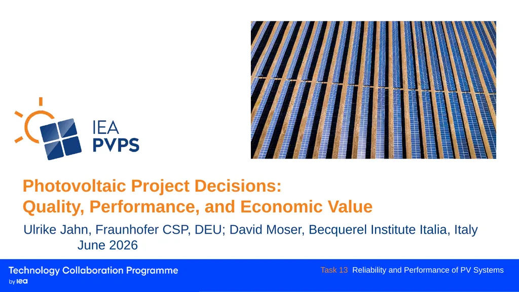 Photovoltaic Project Decisions: Quality, - slide 1 of 6