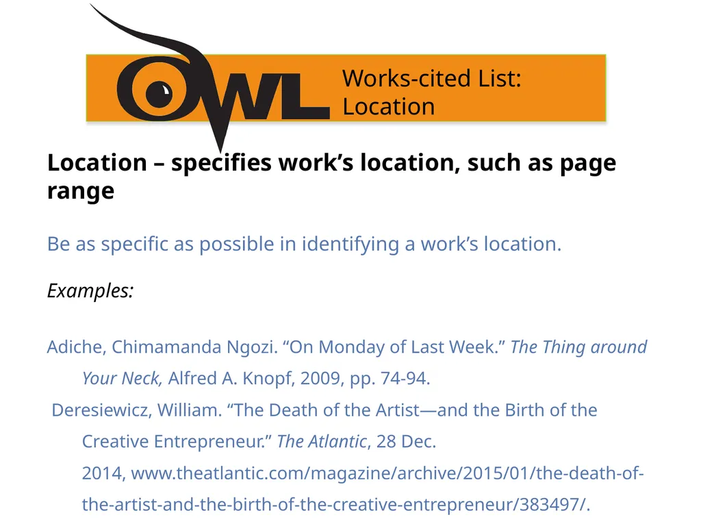 MLA 9th Edition Formatting and Style Guide Purdue - slide 42 of 47