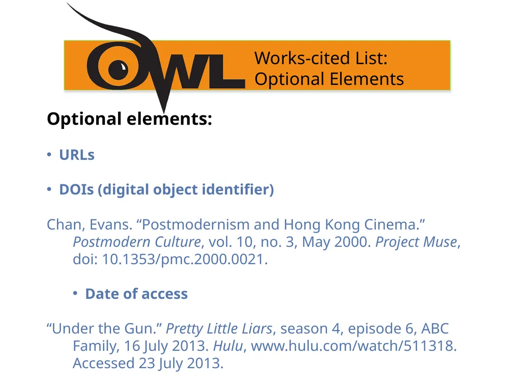 MLA 9th Edition Formatting and Style Guide Purdue - slide 44 of 47