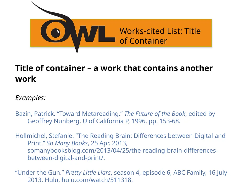 MLA 9th Edition Formatting and Style Guide Purdue - slide 35 of 47
