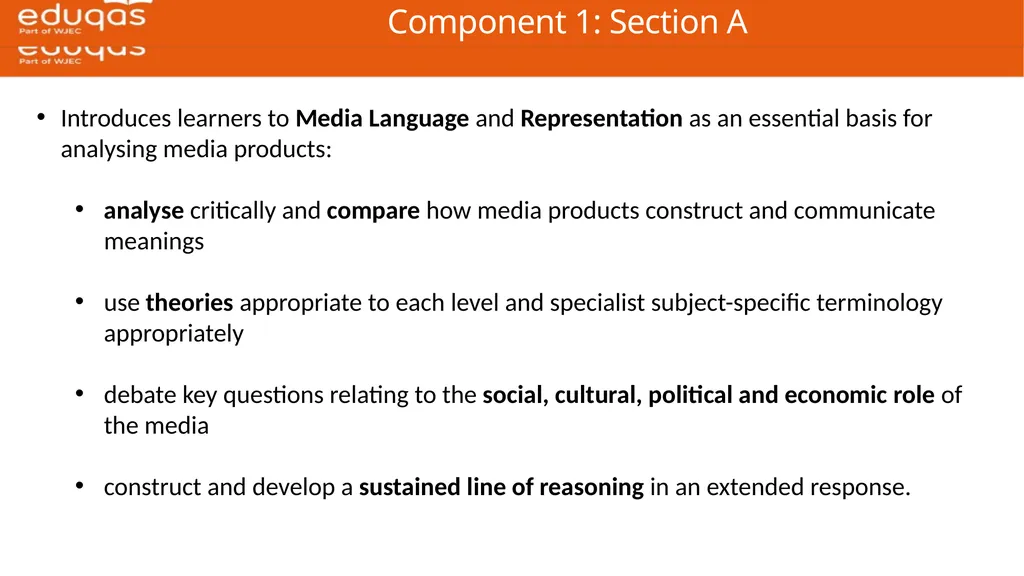 Eduqas GCE Media Studies First Teaching: 2017 - slide 12 of 37