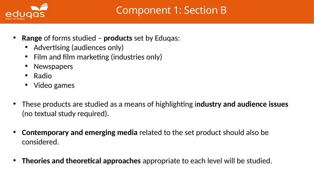 Eduqas GCE Media Studies First Teaching: 2017 - slide 16 of 37