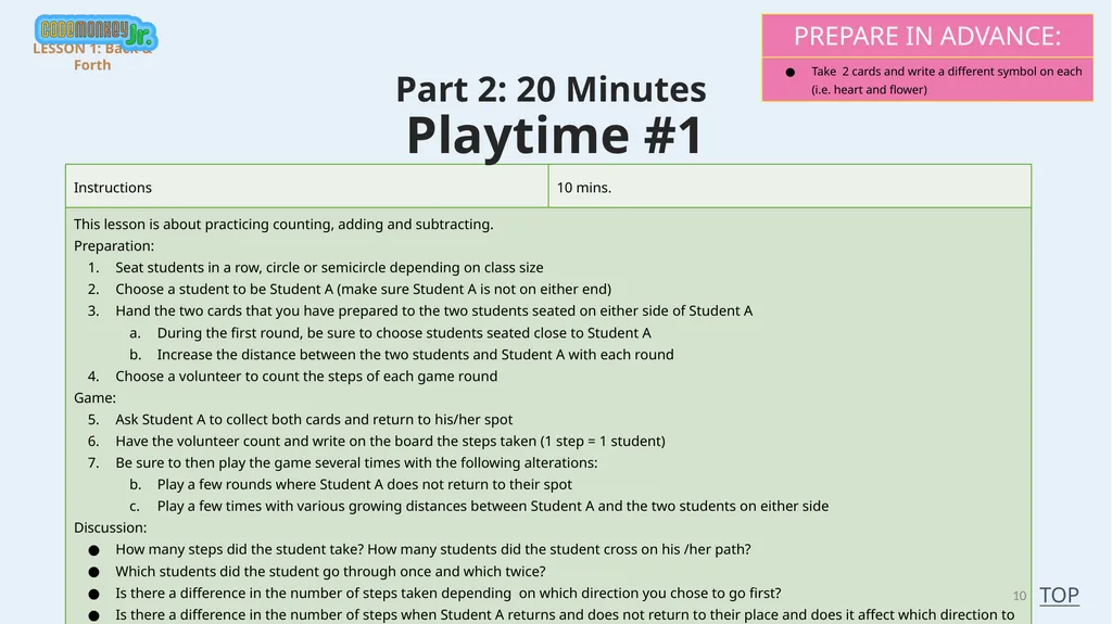 © 2022 ​CodeMonkey Studios Ltd. LESSON PLANS 1 A - slide 10 of 44