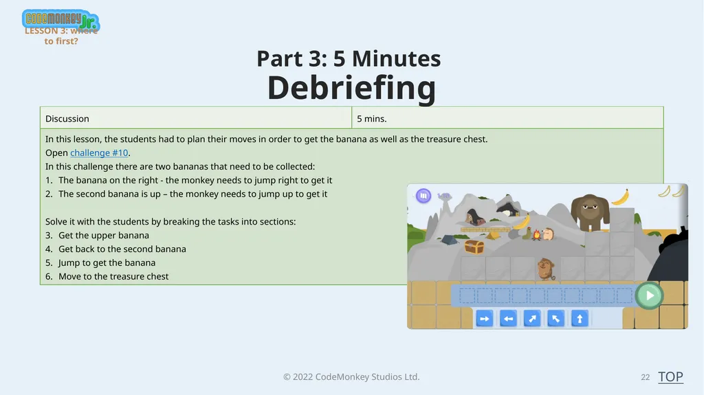 © 2022 ​CodeMonkey Studios Ltd. LESSON PLANS 1 A - slide 22 of 44