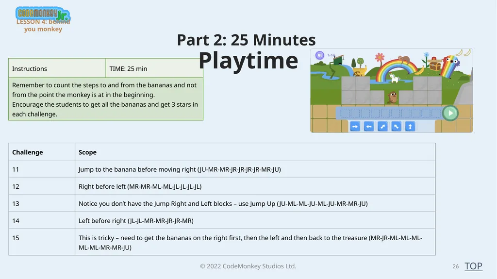 © 2022 ​CodeMonkey Studios Ltd. LESSON PLANS 1 A - slide 26 of 44