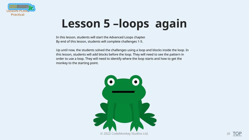© 2022 ​CodeMonkey Studios Ltd. LESSON PLANS 1 A - slide 28 of 44