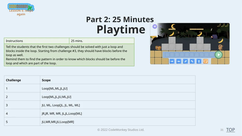 © 2022 ​CodeMonkey Studios Ltd. LESSON PLANS 1 A - slide 31 of 44