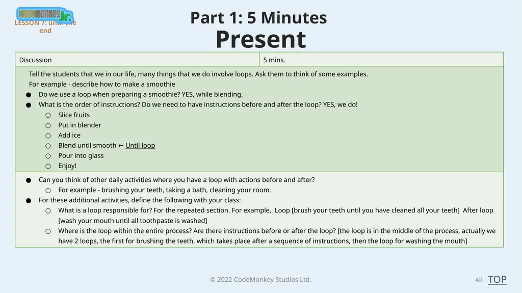 © 2022 ​CodeMonkey Studios Ltd. LESSON PLANS 1 A - slide 40 of 44
