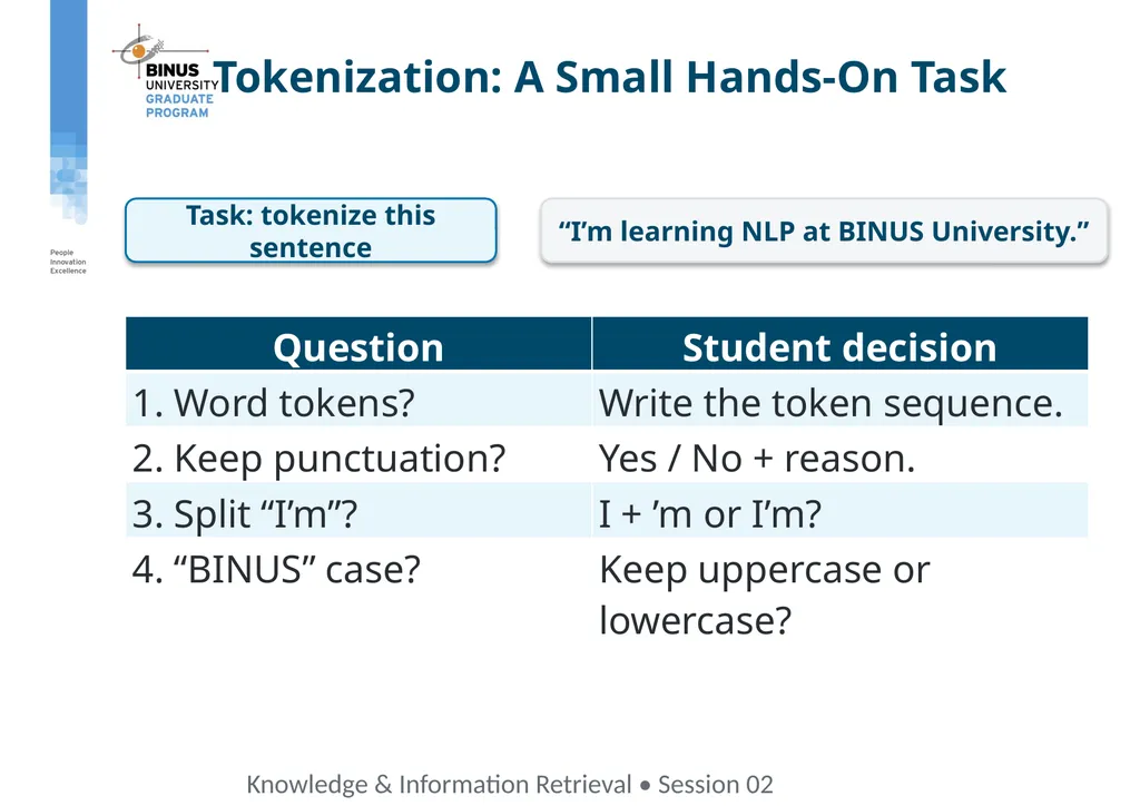 COMP9019046 Semantic Representation, Tokenization - slide 6 of 47