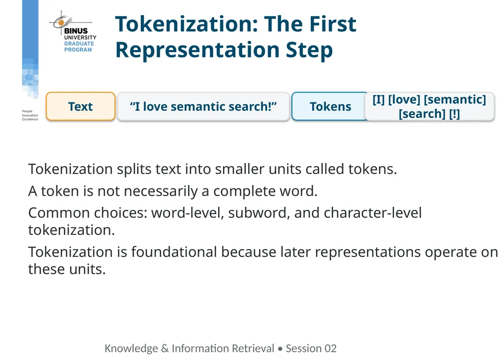 COMP9019046 Semantic Representation, Tokenization - slide 23 of 47