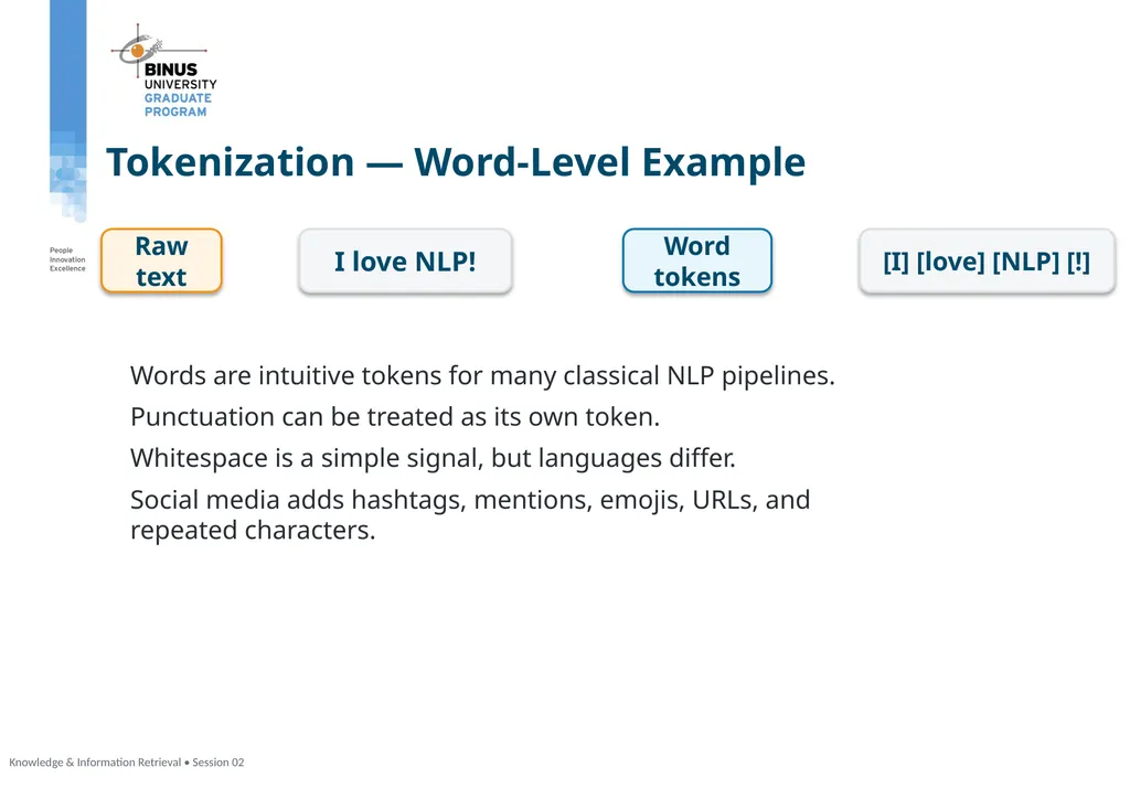COMP9019046 Semantic Representation, Tokenization - slide 4 of 47