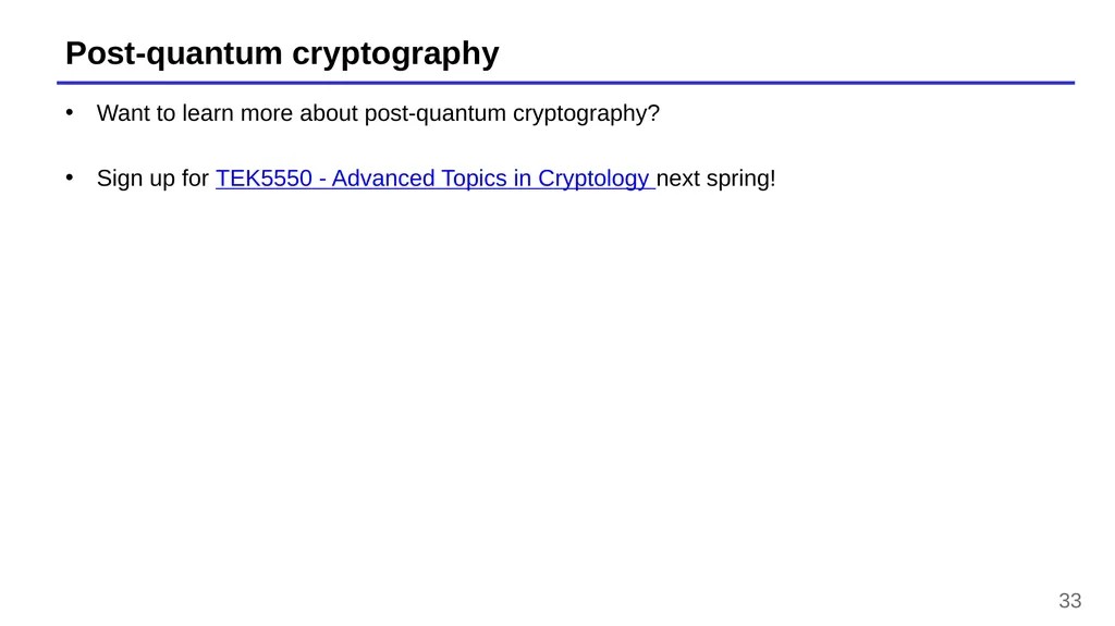 Lecture 13 – Quantum computers, Shor’s algorithm, - slide 33 of 34