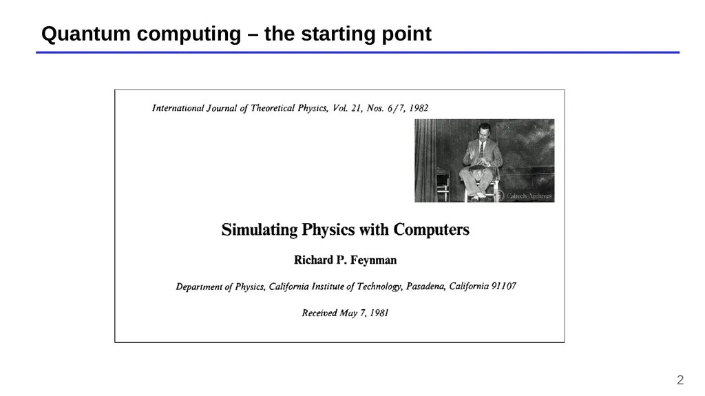 Lecture 13 – Quantum computers, Shor’s algorithm, - slide 2 of 34