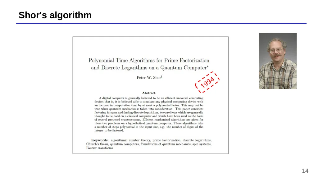 Lecture 13 – Quantum computers, Shor’s algorithm, - slide 14 of 34