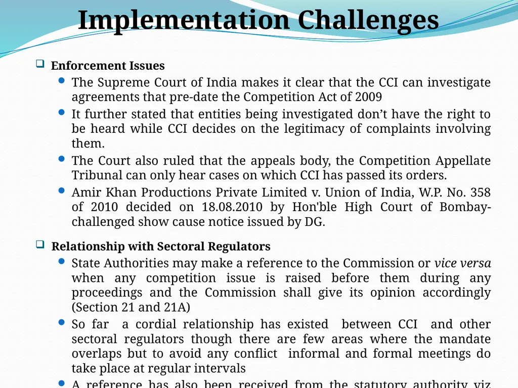 “EFFECTIVE IMPLEMENTATION OF COMPETITION REGIME IN - slide 9 of 14
