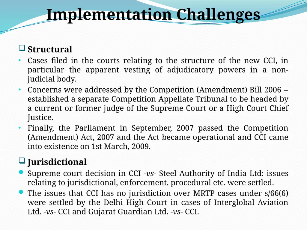 “EFFECTIVE IMPLEMENTATION OF COMPETITION REGIME IN - slide 8 of 14