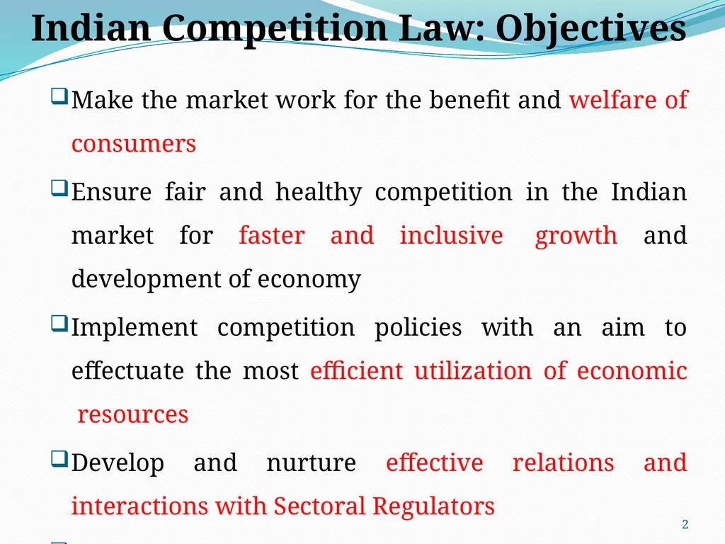 “EFFECTIVE IMPLEMENTATION OF COMPETITION REGIME IN - slide 2 of 14
