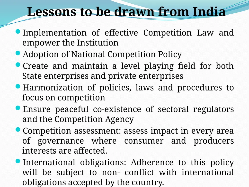 “EFFECTIVE IMPLEMENTATION OF COMPETITION REGIME IN - slide 12 of 14