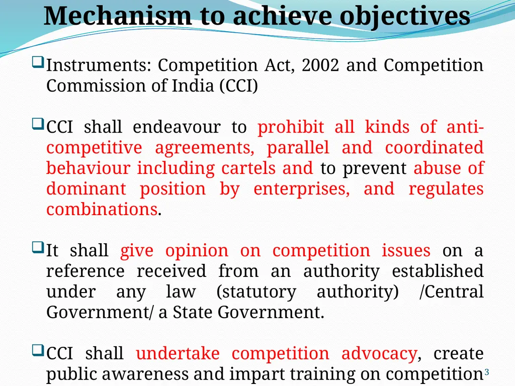 “EFFECTIVE IMPLEMENTATION OF COMPETITION REGIME IN - slide 3 of 14