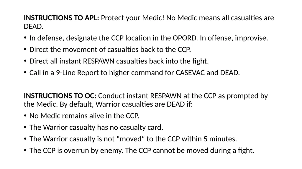 MEDIC HANDBOOK Casualty Evacuation Simulation in - slide 4 of 5