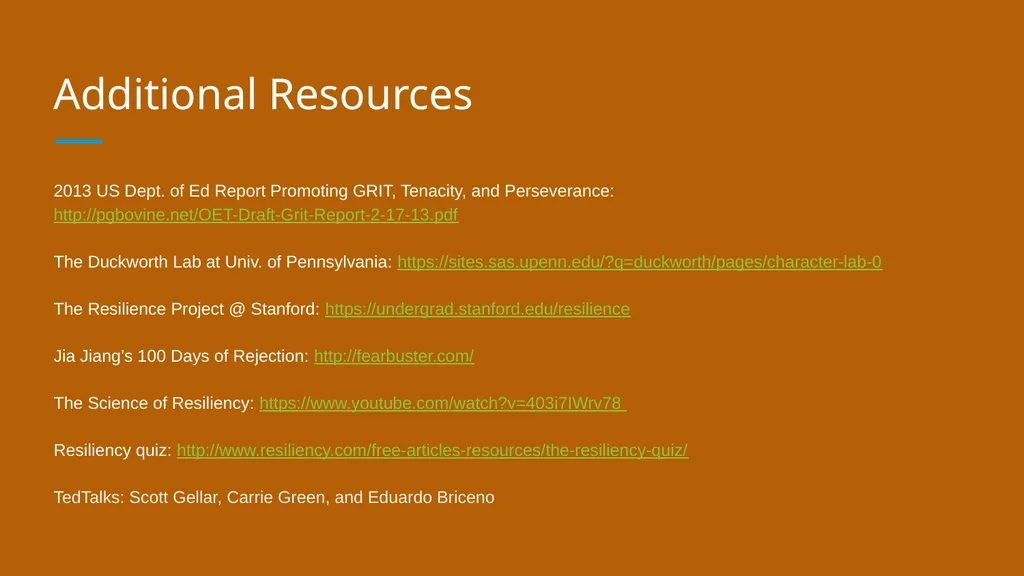 Building GRIT & RESILIENCE A Focus on Student - slide 25 of 25