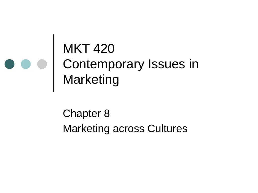MKT 420 Contemporary Issues in Marketing Chapter 8 - slide 1 of 12