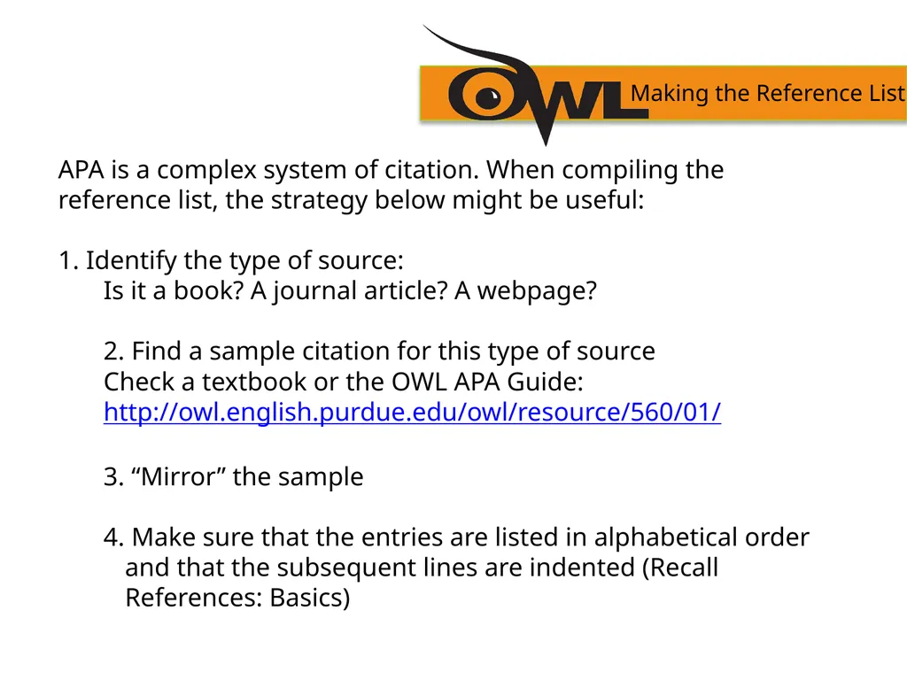 APA Formatting and Style Guide Purdue OWL staff - slide 17 of 38