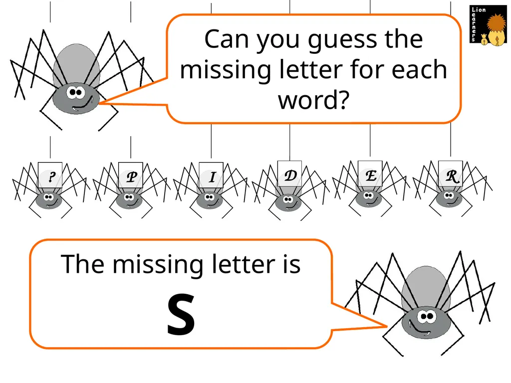 Spelling Spiders Spelling Spiders Missing Letters - slide 5 of 17