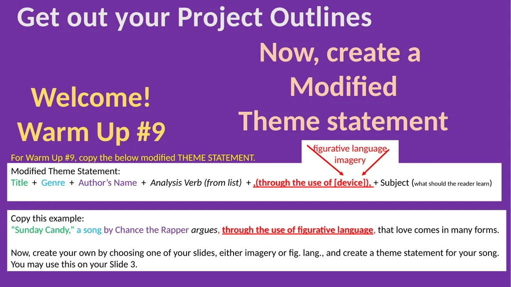Welcome! Warm Up #9 For Warm Up #9, copy the - slide 1 of 6