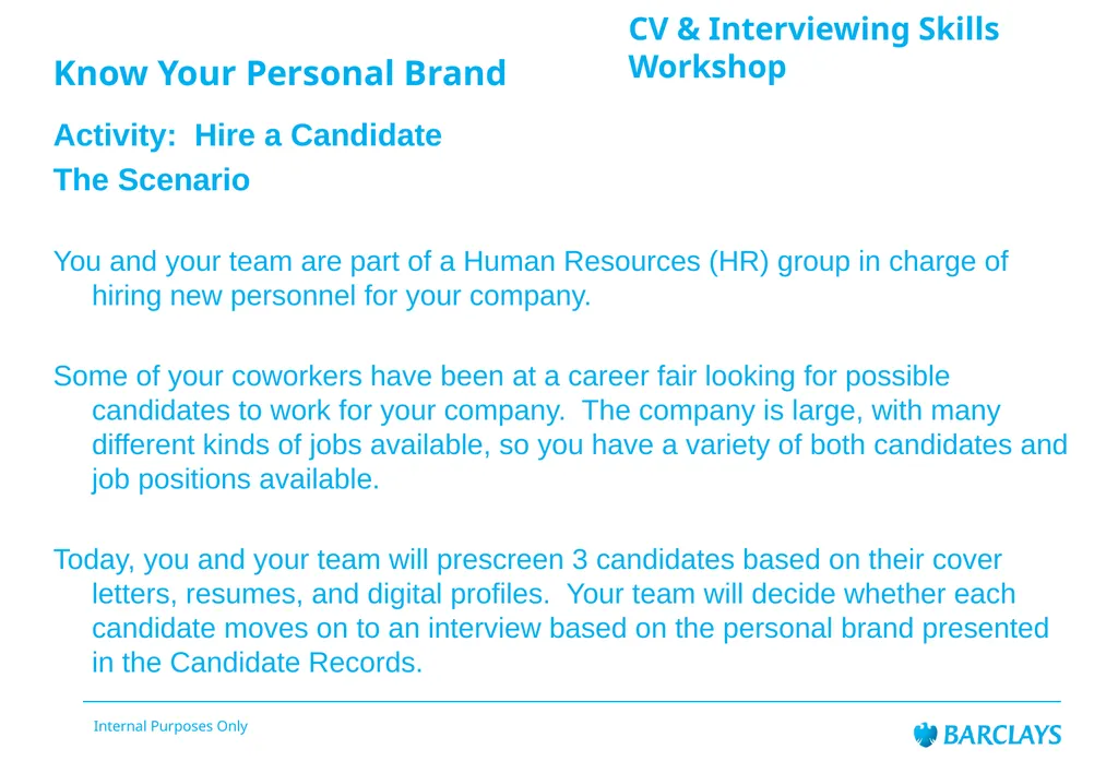 Barclays Internal Audit LifeSkills Event CV & - slide 11 of 43