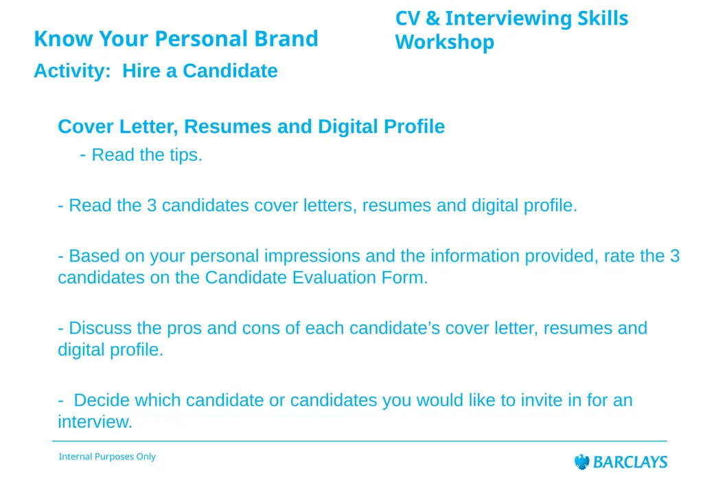 Barclays Internal Audit LifeSkills Event CV & - slide 12 of 43