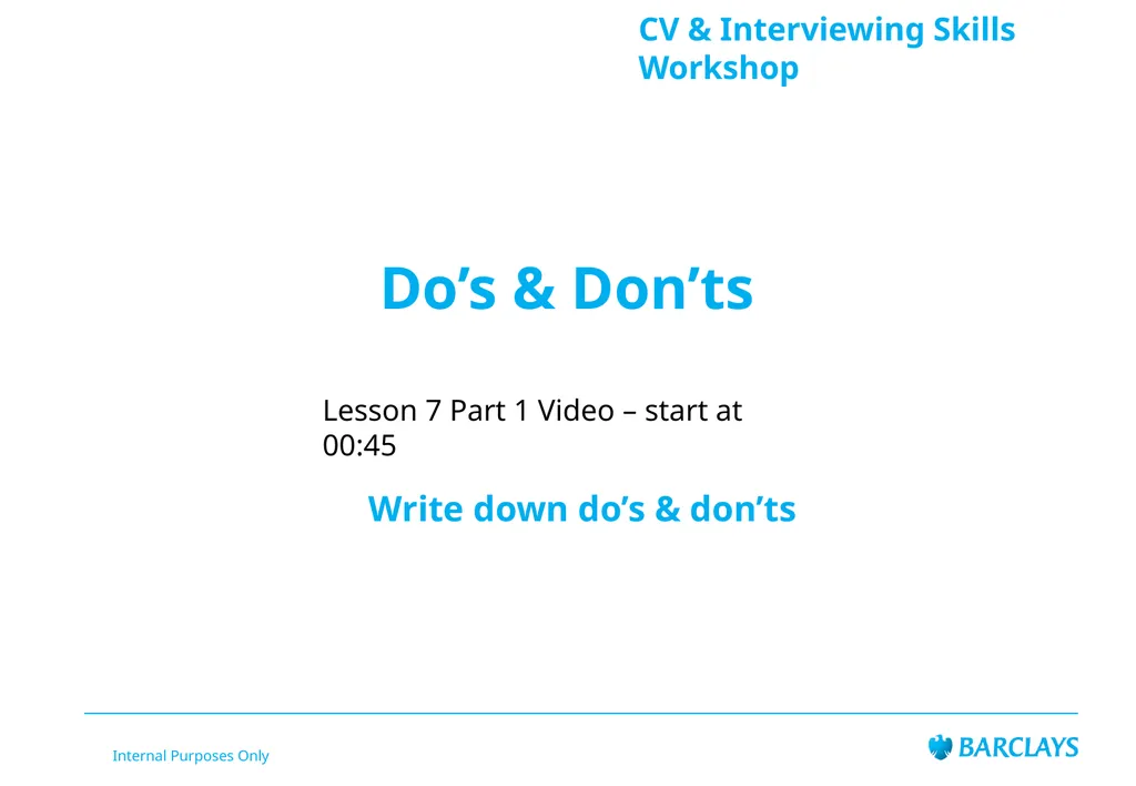 Barclays Internal Audit LifeSkills Event CV & - slide 26 of 43