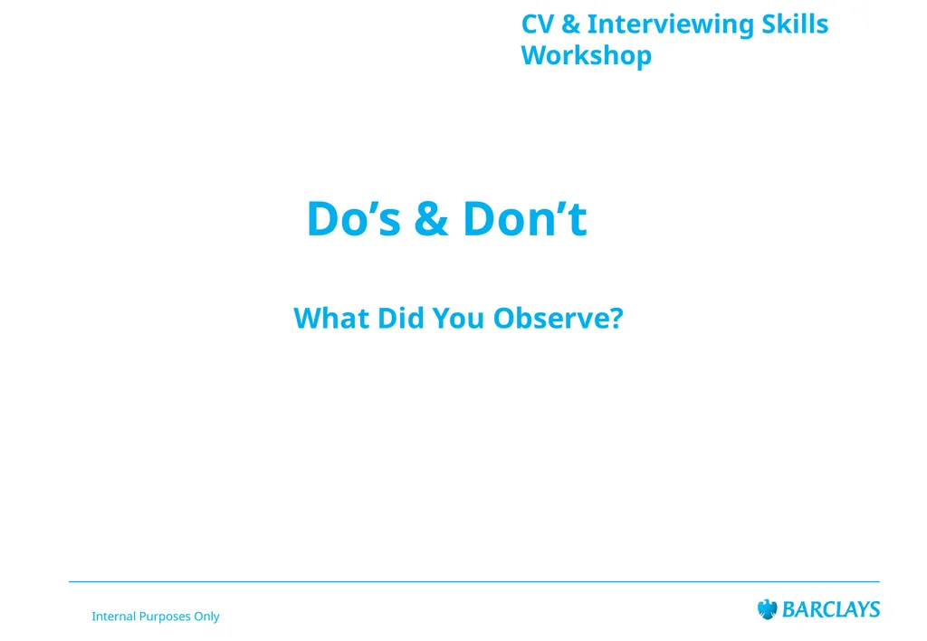 Barclays Internal Audit LifeSkills Event CV & - slide 27 of 43