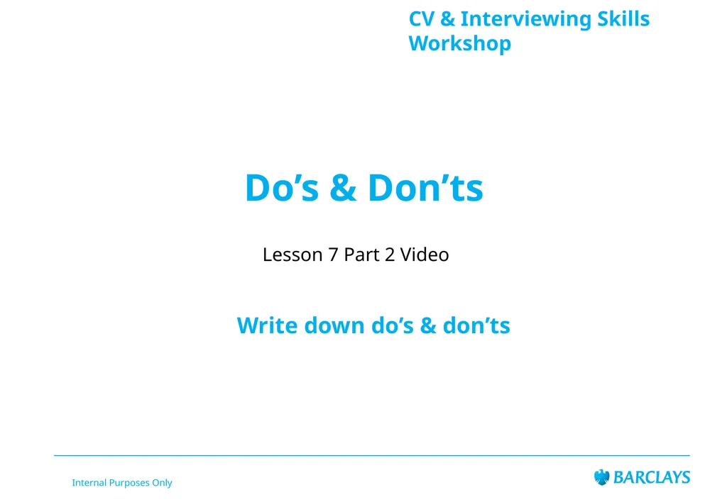 Barclays Internal Audit LifeSkills Event CV & - slide 28 of 43