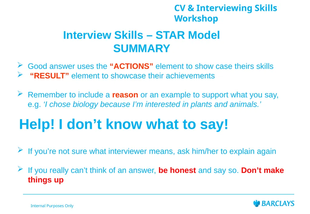 Barclays Internal Audit LifeSkills Event CV & - slide 35 of 43