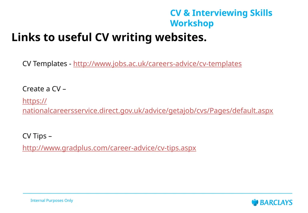 Barclays Internal Audit LifeSkills Event CV & - slide 22 of 43