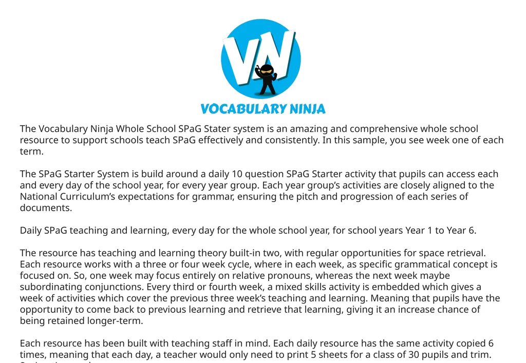 Whole School SPaG Starters Sample Ⓒ Vocabulary - slide 2 of 44