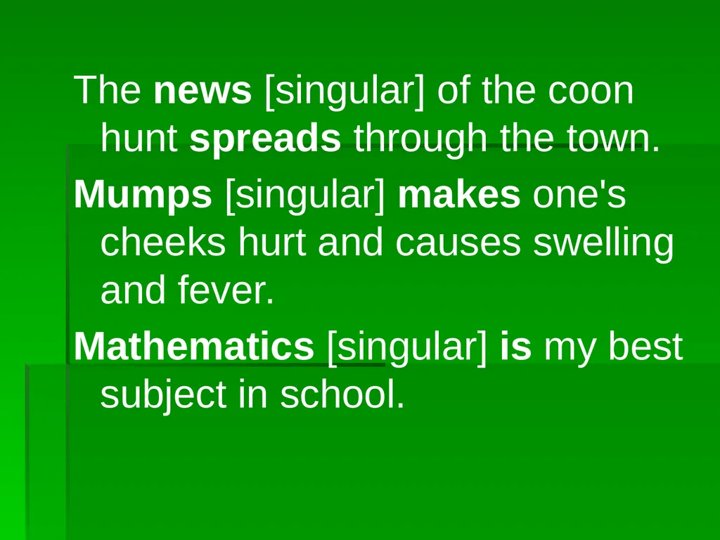 Subject/Verb Agreement A singular subject needs a - slide 47 of 73