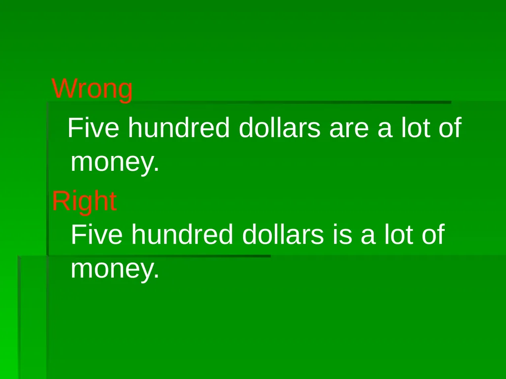 Subject/Verb Agreement A singular subject needs a - slide 52 of 73