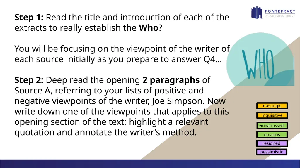 Question 4 focus Language Paper 2 Please have your - slide 9 of 18