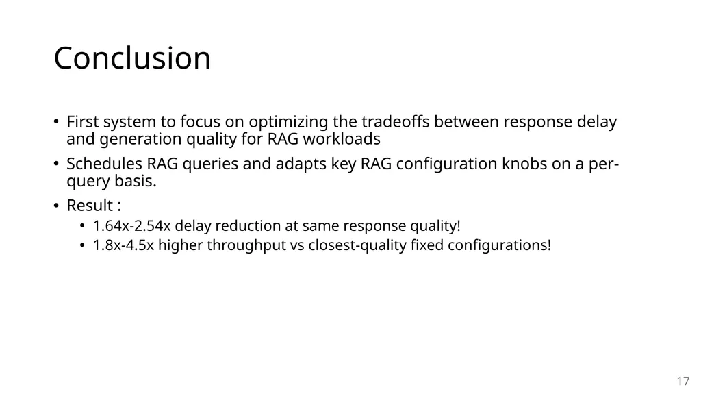 METIS: Fast Quality-Aware RAG Systems with - slide 17 of 17