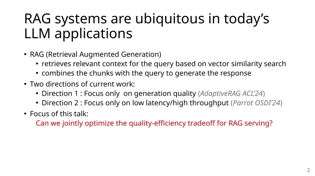 METIS: Fast Quality-Aware RAG Systems with - slide 2 of 17