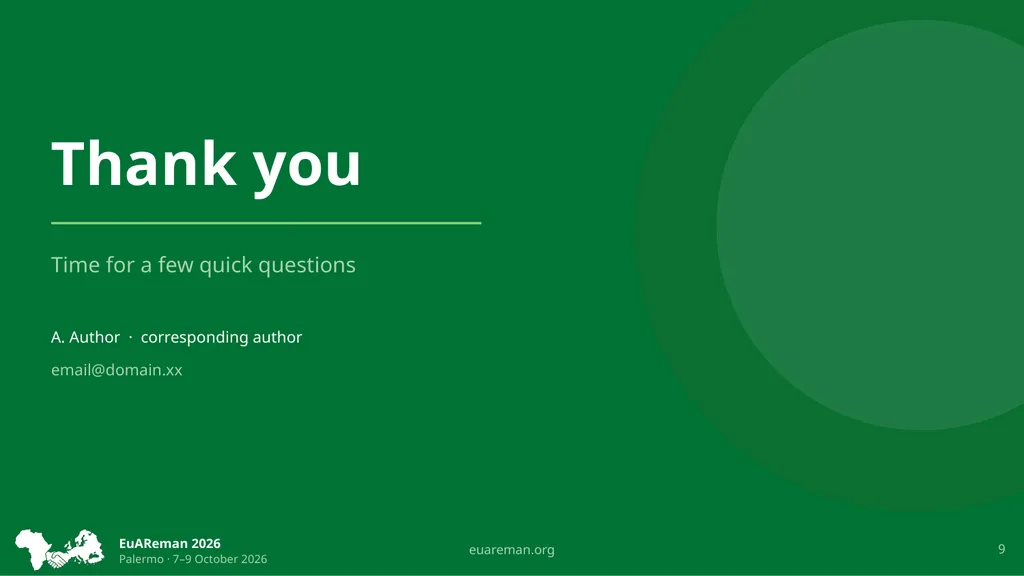 Presentation Title Goes Here A. Author¹* · B. - slide 9 of 9